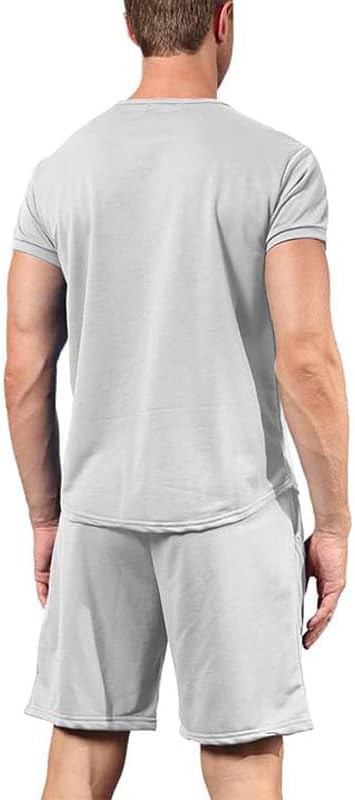 Men's Shirt and Shorts Set 2 Piece Outfits Fashion Summer Tracksuits Casual Sportwear Set