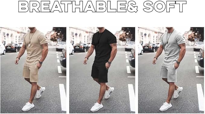 Men's Shirt and Shorts Set 2 Piece Outfits Fashion Summer Tracksuits Casual Sportwear Set