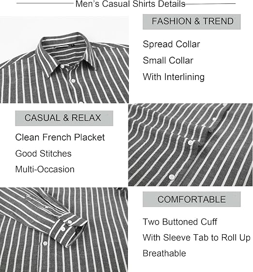Mens Linen Long Sleeve Casual Button Down Shirt for Men Beach Wedding Shirts