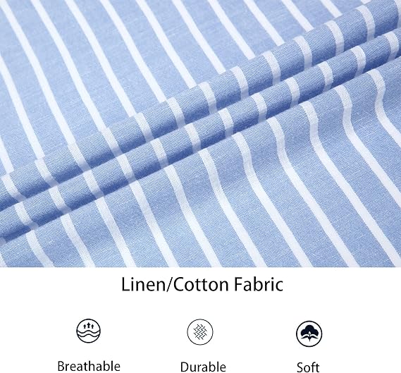 Mens Linen Long Sleeve Casual Button Down Shirt for Men Beach Wedding Shirts